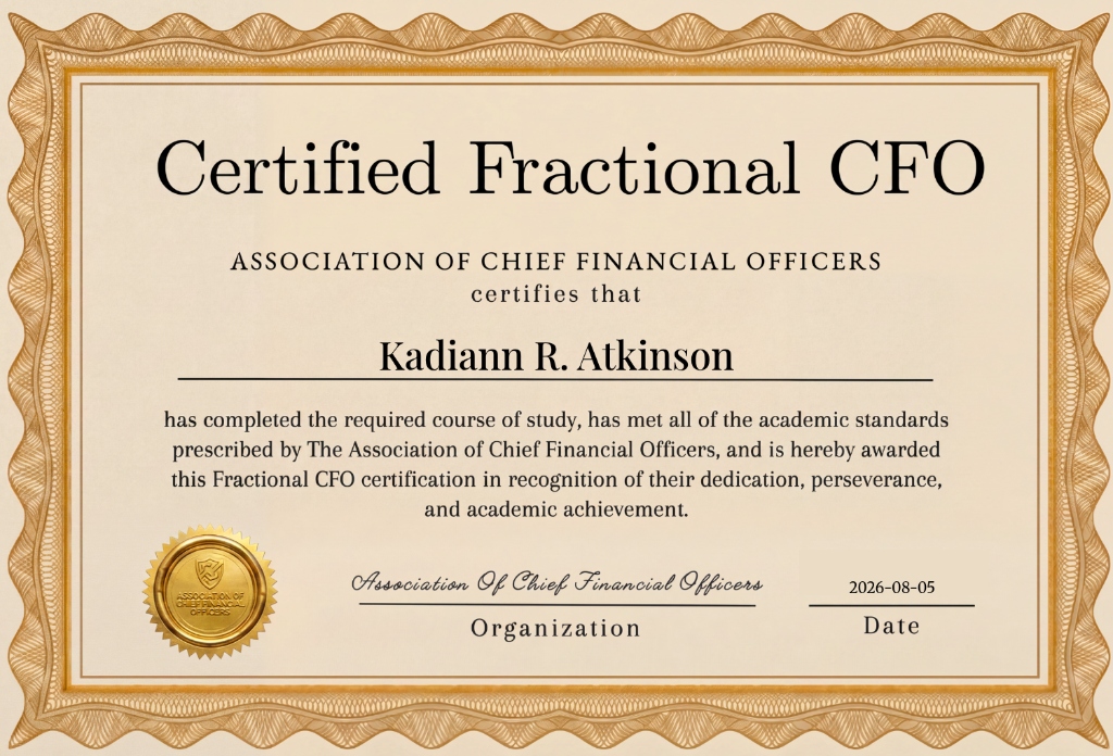 Certified Fractional CFO Certificate - Association of Chief Financial Officers